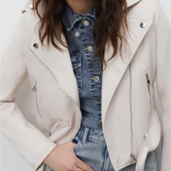 Zara Jackets & Blazers - Zara Basic NWOT Blush Pink Biker Jacket zippers belt medium faux suede boho